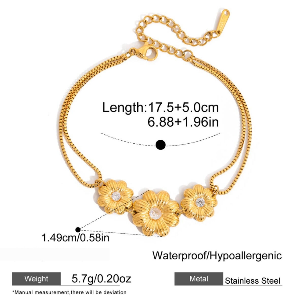 Ensembles De Bijoux Pour Femmes En Acier Inoxydable Doré, Imperméables Et Anti-Ternissement, Avec Zircon, De La Série Romantic Daisy h5Image2