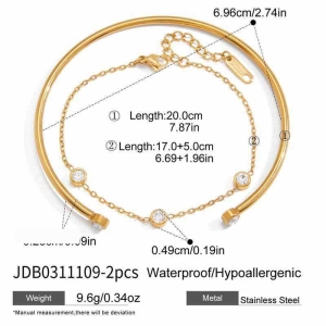 Ensembles De Bracelets Pour Femmes En Acier Inoxydable Léger, Étanche, Couleur Or Et Zircon. h5 Image2