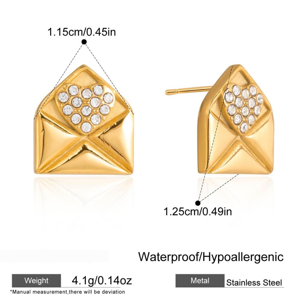 Ensembles De Bijoux Pour Femmes En Forme De Cœur Romantique Enveloppé, En Acier Inoxydable Étanche, Couleur Or Image2