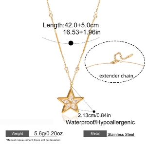 Colliers Pendentifs Pour Femmes Brilliant Star En Acier Inoxydable, Étanches Et Anti-Ternissement, Couleur Or h5 Image2
