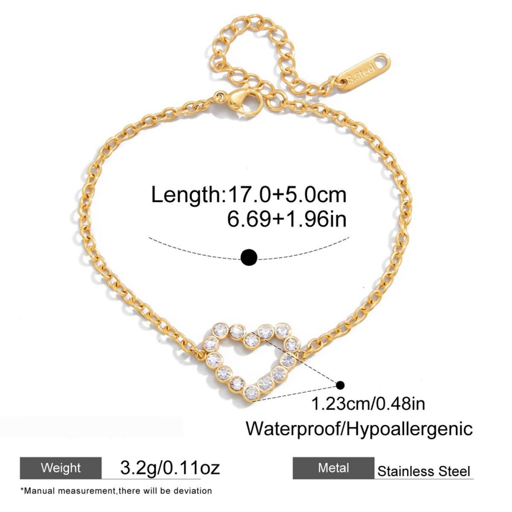 Bracelets À Breloques Sophistiqués Pour Femmes, En Acier Inoxydable, Imperméables Et Anti-Ternissement, Couleur Or, Ornés De Zircon. h5Image2