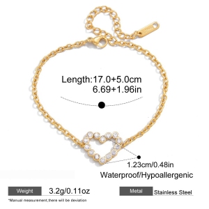 Bracelets À Breloques Sophistiqués Pour Femmes, En Acier Inoxydable, Imperméables Et Anti-Ternissement, Couleur Or, Ornés De Zircon. h5 Image2