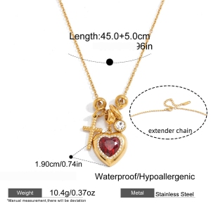 Colliers Pendentifs Élégants Pour Femmes, En Acier Inoxydable, Couleur Or, Avec Motif Cœur Et Croix, Étanches Et Anti-Ternissement. h5 Image2