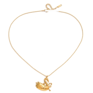 Collier Pendentif Cygne En Acier Inoxydable, Couleur Or, Imperméable Et Anti-Ternissement, Aux Détails Raffinés h5 