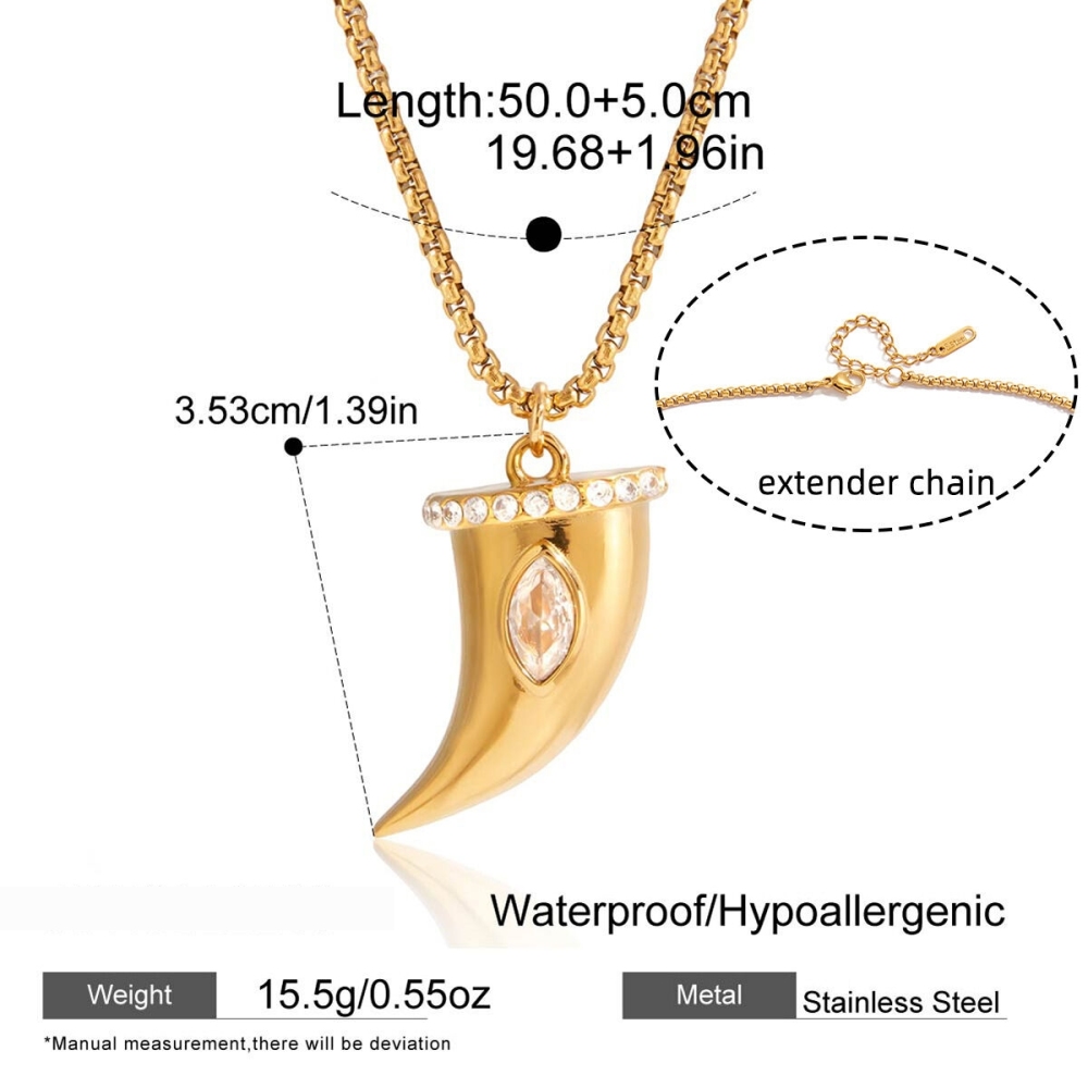 Colliers Pendentifs Pour Femmes En Acier Inoxydable, Forme Pimentée, Étanches, Couleur Or, Zircon Image2