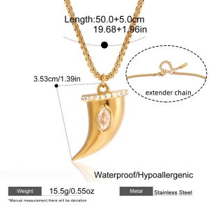 Colliers Pendentifs Pour Femmes En Acier Inoxydable, Forme Pimentée, Étanches, Couleur Or, Zircon h5 Image2