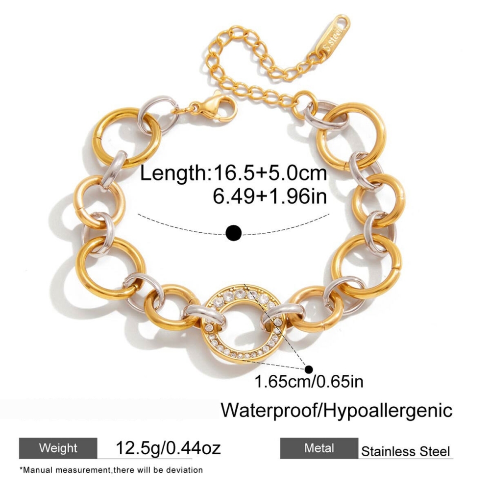 Bracelets À Breloques Pour Femmes, Robustes, En Acier Inoxydable, Couleurs Or Et Argent Mélangées, Étanches Et Anti-Ternissement Image2