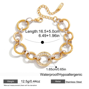 Bracelets À Breloques Pour Femmes, Robustes, En Acier Inoxydable, Couleurs Or Et Argent Mélangées, Étanches Et Anti-Ternissement h5 Image2