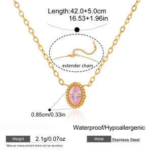 Colliers Pendentifs Ovales Scintillants En Acier Inoxydable, Imperméables Et Anti-Ternissement, Couleur Or, Avec Zircon Pour Femmes h5 Image2
