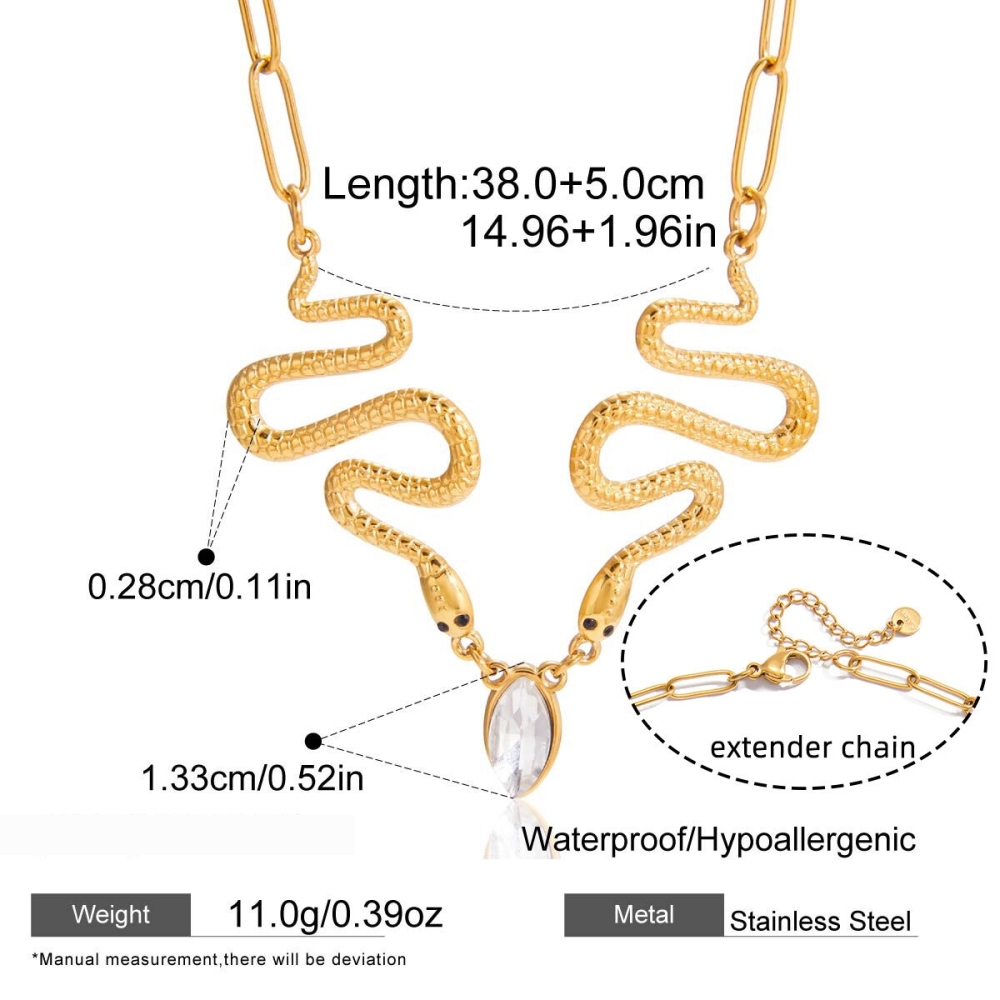 Colliers Pendentifs Pour Femmes, En Acier Inoxydable Doré, Motif Serpent Opulent Image2