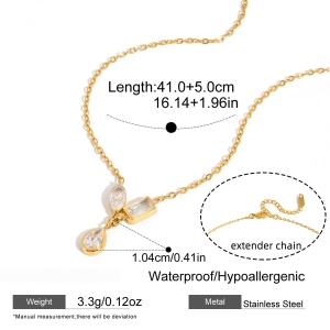 Colliers Pendentifs Pour Femmes En Acier Inoxydable, Étanches, Couleur Or Et Zircon, En Forme De Goutte h5 Image2