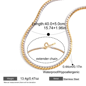Collier Pendentif Femme Moderne En Acier Inoxydable Étanche, Couleurs Or Et Argent Mélangés (1 Pièce) h5 Image2