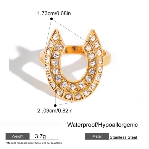 Bague De Luxe En Acier Inoxydable Doré, En Forme De Fer À Cheval, Étanche, À 1 Pièce h5