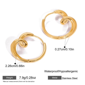 1 Paire De Boucles D'Oreilles Créoles Élégantes En Forme De Cœur, En Acier Inoxydable Étanche, Couleur Or, Pour Femme. h5 Image2