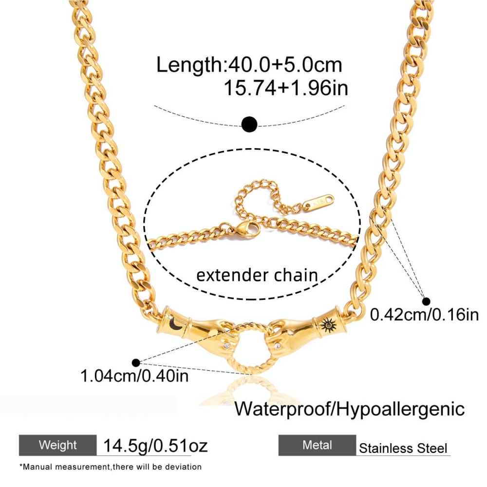 Collier À Maillons Pour Femme, 1 Pièce, Série Luxueuse, En Acier Inoxydable, Étanche, Couleur Or, Avec Zircon. h5Image2