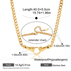 Collier À Maillons Pour Femme, 1 Pièce, Série Luxueuse, En Acier Inoxydable, Étanche, Couleur Or, Avec Zircon. h5 Image2