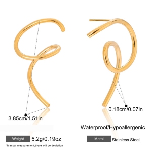 1 Paire De Boucles D'Oreilles Puces Modernes Incurvées En Acier Inoxydable Étanche Couleur Or Pour Femme h5 Image2