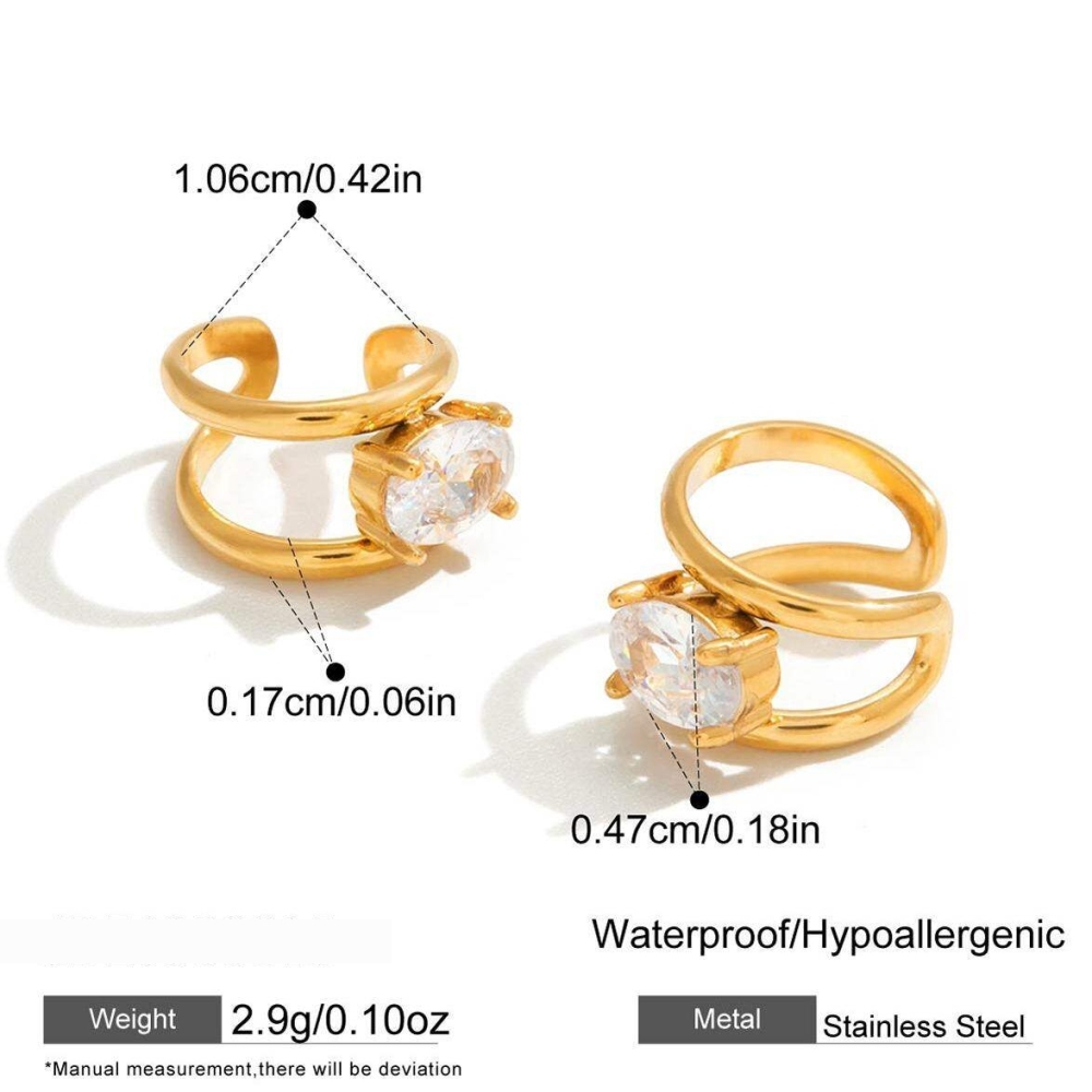 1 Paire De Manchettes D'Oreilles Femme En Acier Inoxydable Torsadé Brillant, Étanches, Couleur Or Image2