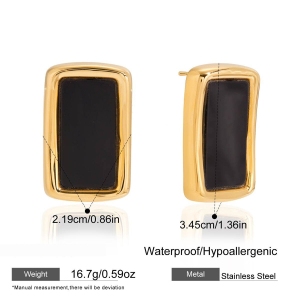 1 Paire De Magnifiques Boucles D'Oreilles Puces Rectangulaires En Acier Inoxydable Étanche Couleur Or Avec Zircon Pour Femme h5 Image2