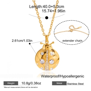 Collier Pendentif Femme En Acier Inoxydable Doré, Motif Scarabées (1 Pièce) h5