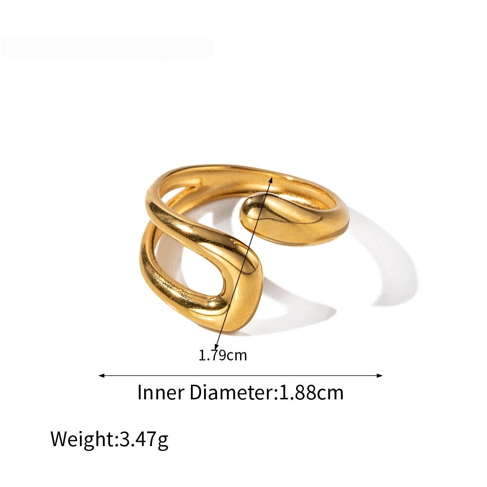 Bague Femme Tendance, En Acier Inoxydable Doré, Forme Irrégulière, Étanche, À Porter Au Quotidien. 