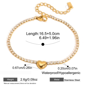 Bracelet À Breloques Pour Femme, 1 Pièce, Nœud Papillon Brillant, En Acier Inoxydable Étanche, Couleur Or h5 Image2