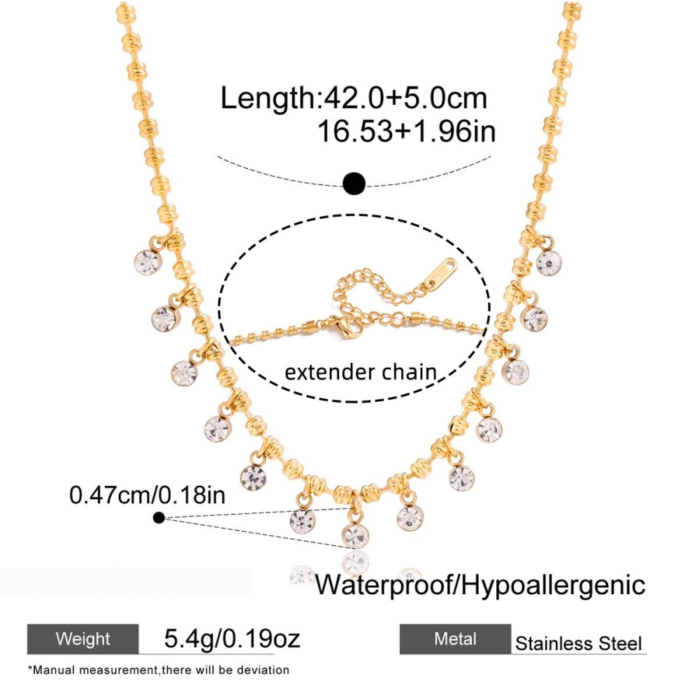 Collier Pendentif Femme Daily Droplet En Acier Inoxydable Étanche Couleur Or Avec Zircon (1 Pièce) 