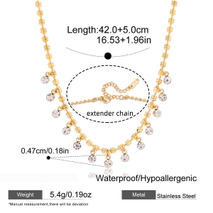Collier Pendentif Femme Daily Droplet En Acier Inoxydable Étanche Couleur Or Avec Zircon (1 Pièce) h5 
