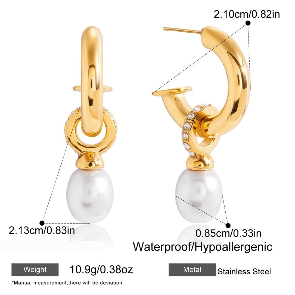 1 Paire De Magnifiques Boucles D'Oreilles Pendantes Annulaires En Acier Inoxydable Étanche Couleur Or Pour Femme h5Image2