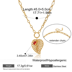 Collier Pendentif Femme Leaf&Beetle En Acier Inoxydable Étanche Couleur Or (1 Pièce) h5 Image2