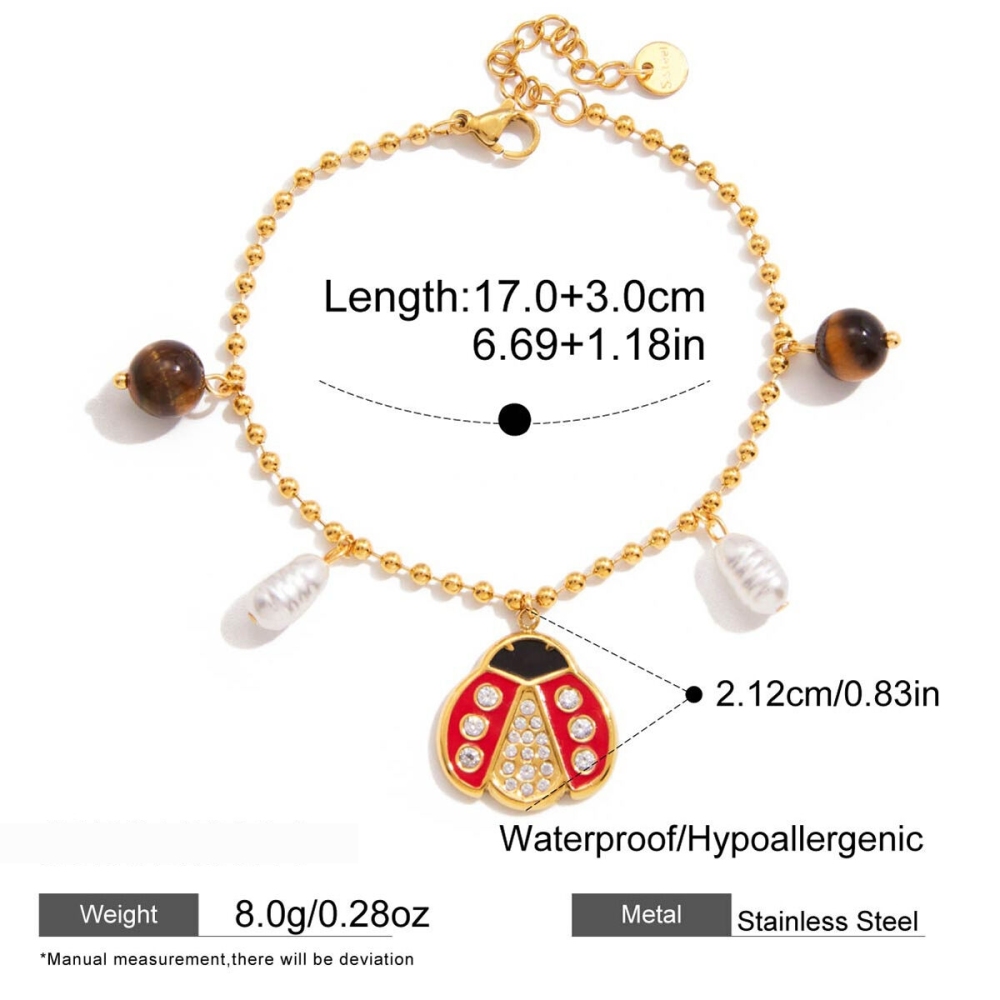 Ensembles De Bijoux Pour Femmes Vivid Beetle En Acier Inoxydable Étanche Couleur Or Image2