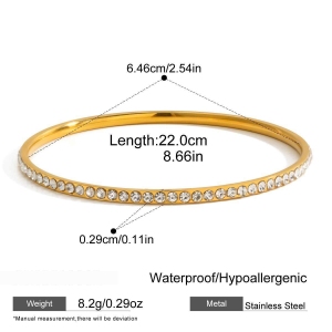 Bracelet Jonc Chic Rond En Acier Inoxydable Étanche Couleur Or Pour Femme (1 Pièce) h5 Image2