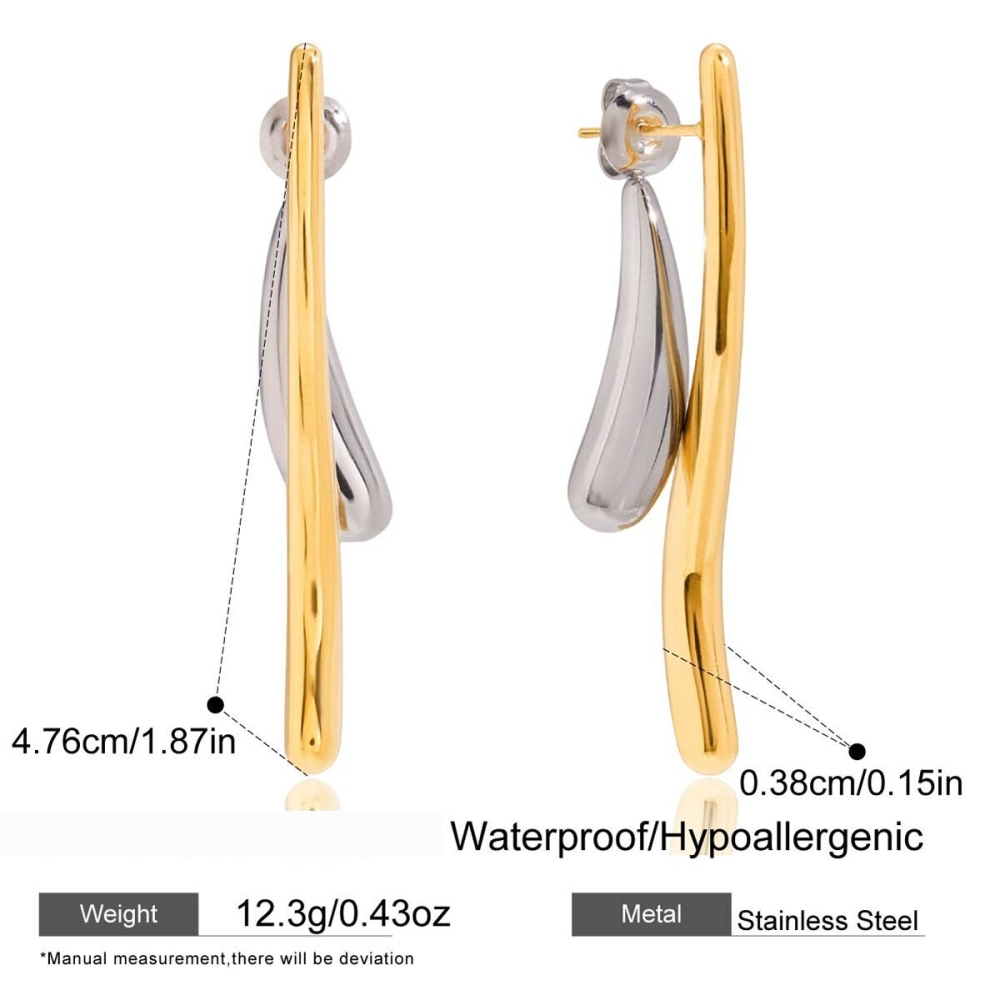 Boucles D'Oreilles Puces Pour Femme, Couleur Or Et Argent, En Acier Inoxydable Étanche, Portées Au Quotidien (1 Paire). h5Image2