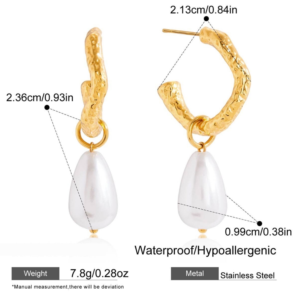 1 Paire De Boucles D'Oreilles Pendantes Élégantes Pour Femme, En Acier Inoxydable Étanche Couleur Or h5Image2