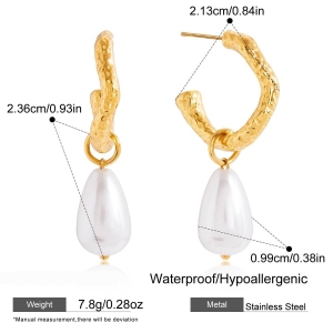 1 Paire De Boucles D'Oreilles Pendantes Élégantes Pour Femme, En Acier Inoxydable Étanche Couleur Or h5 Image2