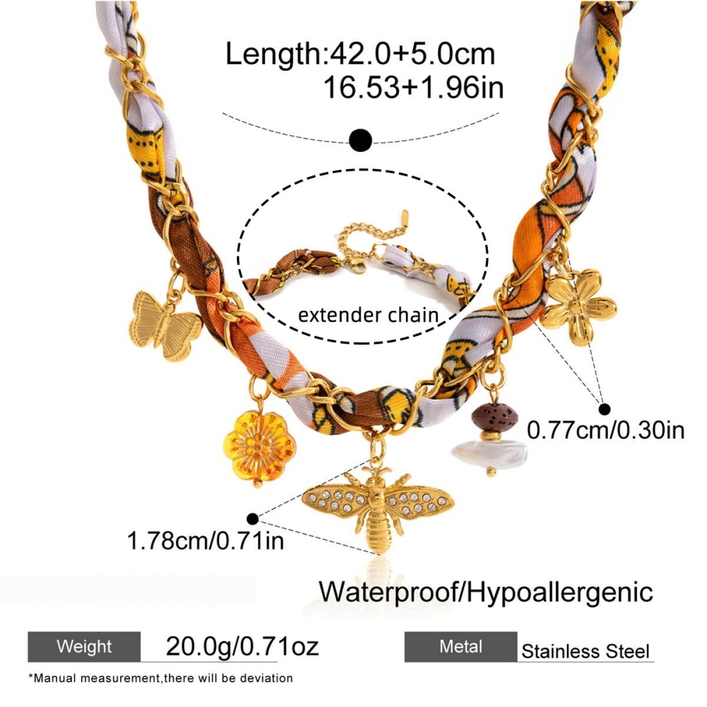Collier Pendentif Femme Chic Bee En Acier Inoxydable Étanche Couleur Or (1 Pièce) Image2