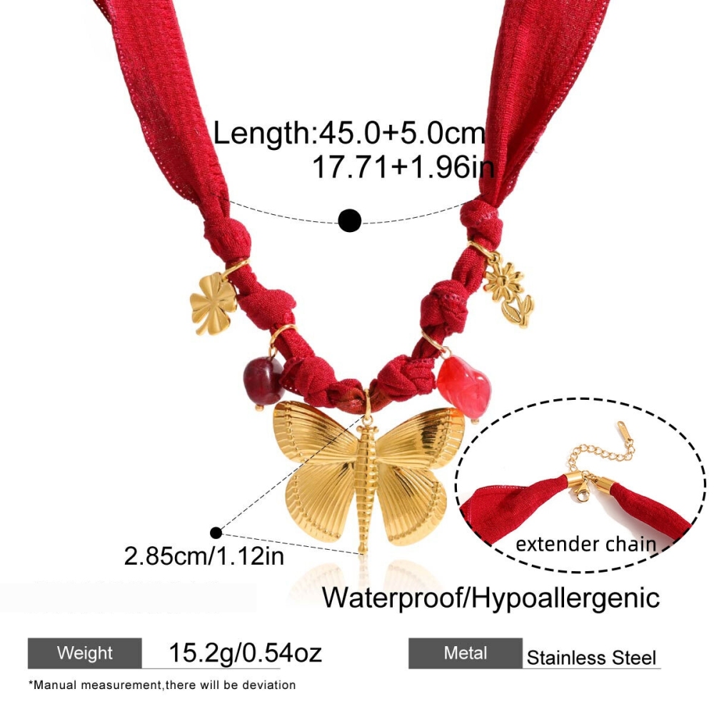 Collier Pendentif Papillon Charmant En Acier Inoxydable Étanche Couleur Or Pour Femme (1 Pièce) h5Image2