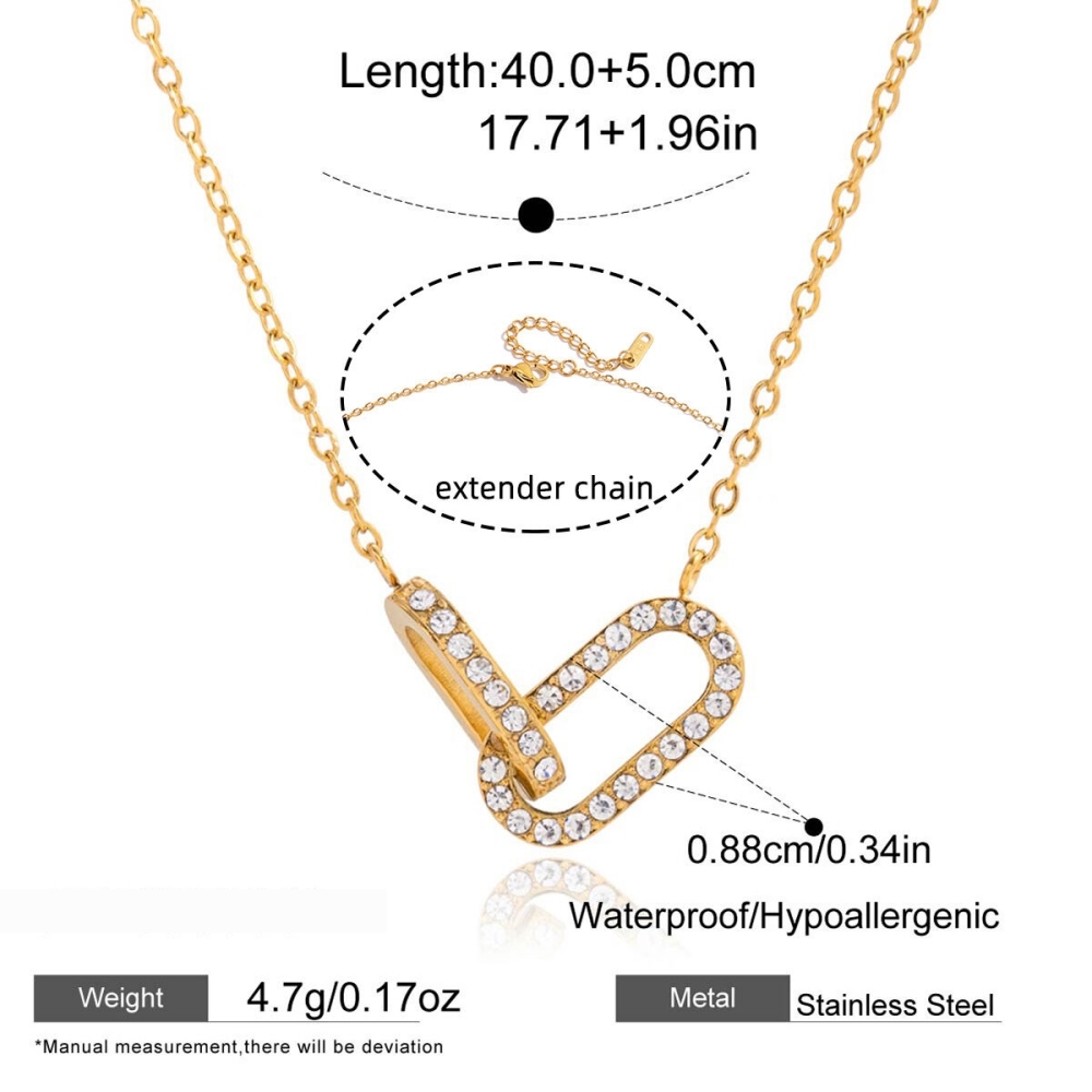 Collier Pendentif Classique Rond En Acier Inoxydable Étanche Couleur Or Avec Zircon Pour Femme (1 Pièce) Image2