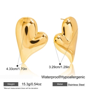 Ensembles De Bijoux Pour Femmes En Acier Inoxydable Imperméable, Forme Cœur Irrégulière Classique, Couleur Or h5 Image2