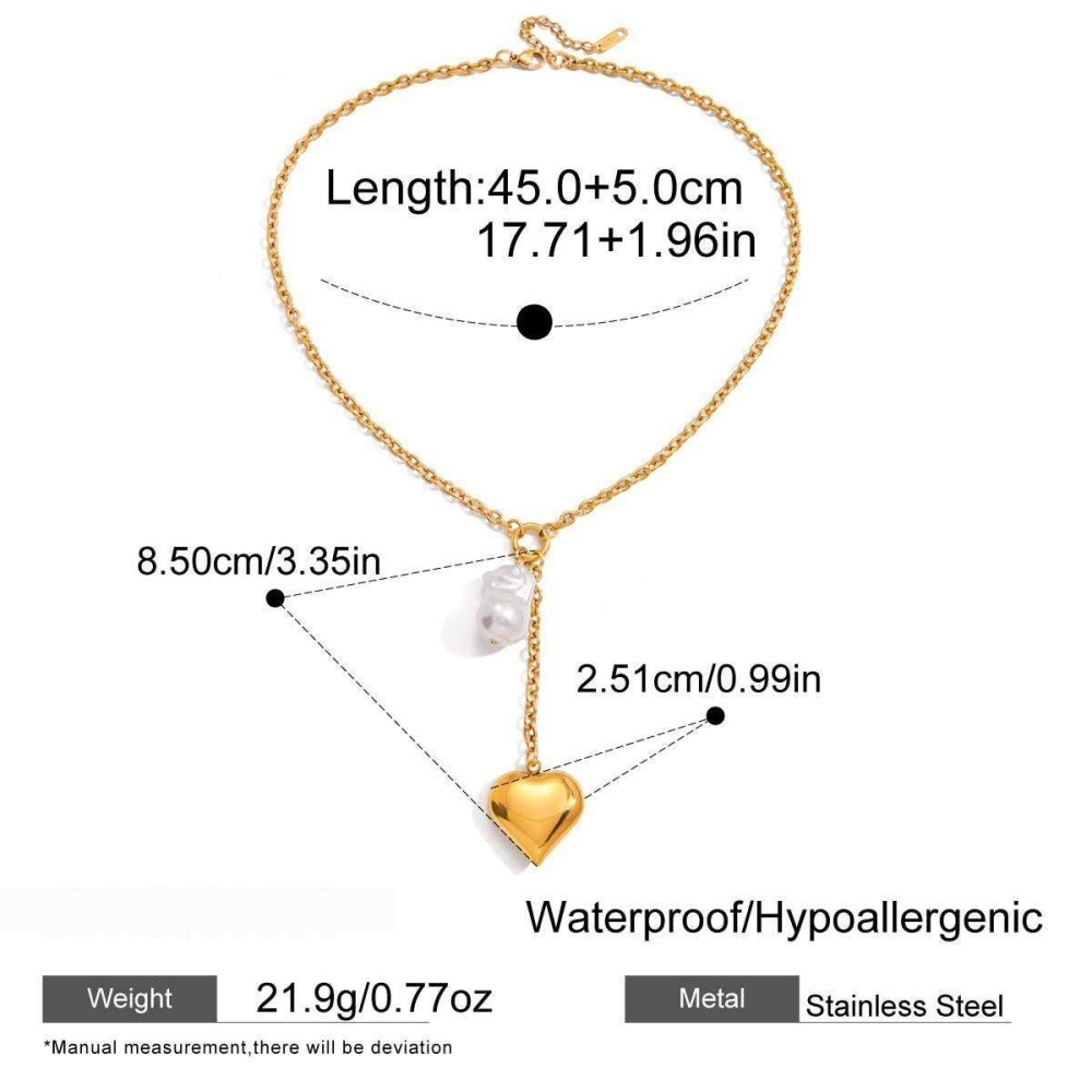 Collier Pendentif Femme En Forme De Cœur, En Acier Inoxydable Étanche, Couleur Or (1 Pièce) Image2