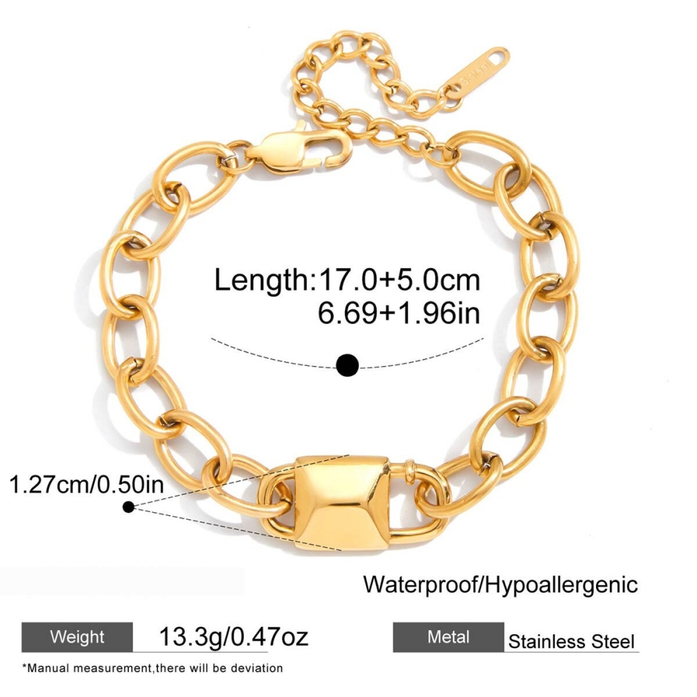 Ensembles De Bijoux Pour Femmes Modern Lock En Acier Inoxydable Étanche Couleur Or h5Image2