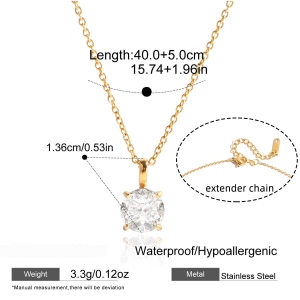 Collier Pendentif Sophistiqué Pour Femme, En Acier Inoxydable, Couleur Or, Avec Zircon, Orné D'Une Fleur. h5
