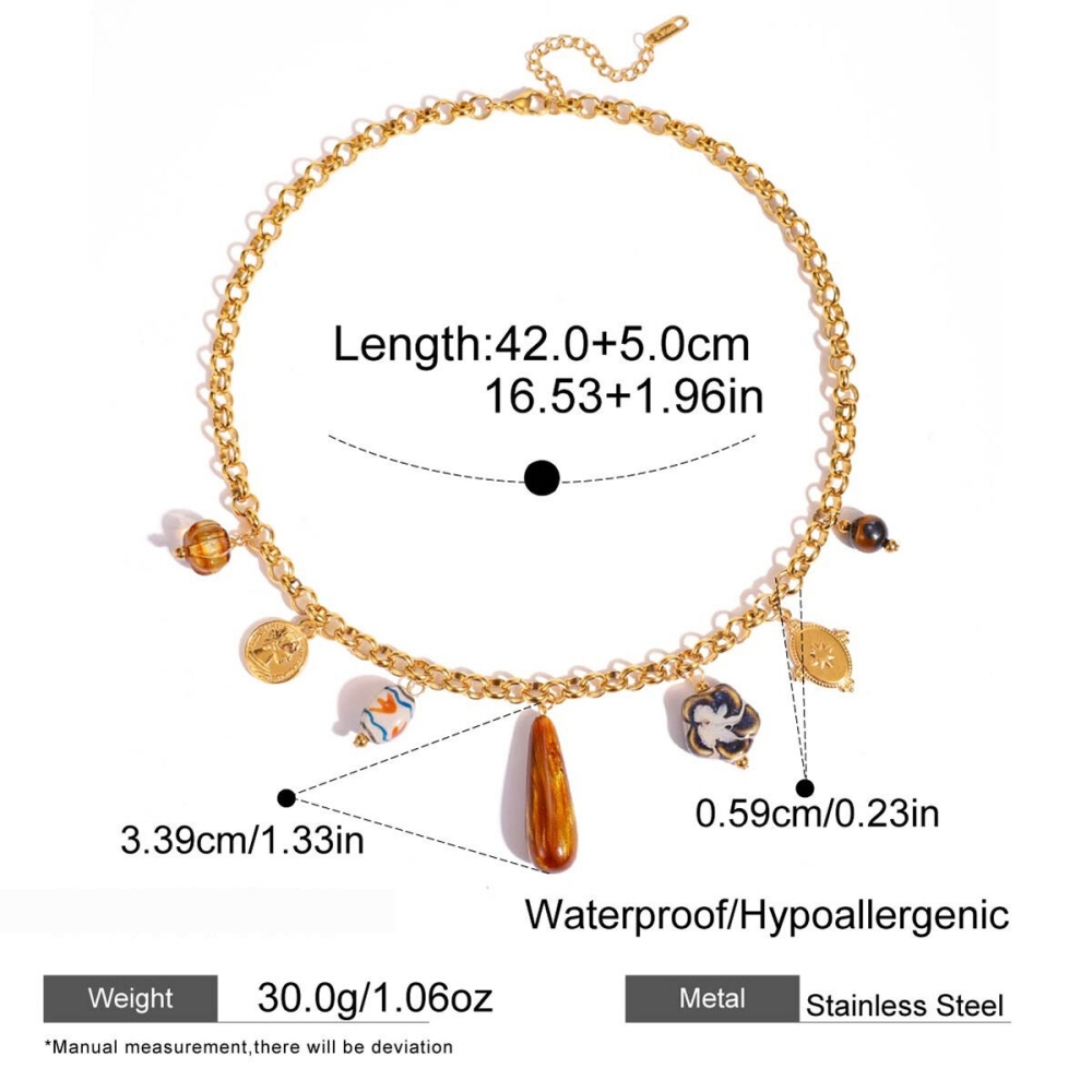 Collier Pendentif Femme En Acrylique Doré, En Acier Inoxydable Étanche, Avec Pendentif Goutte Personnalisable (1 Pièce) h5Image2