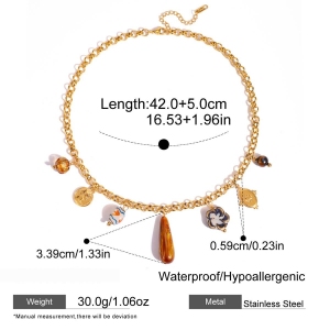 Collier Pendentif Femme En Acrylique Doré, En Acier Inoxydable Étanche, Avec Pendentif Goutte Personnalisable (1 Pièce) h5 Image2