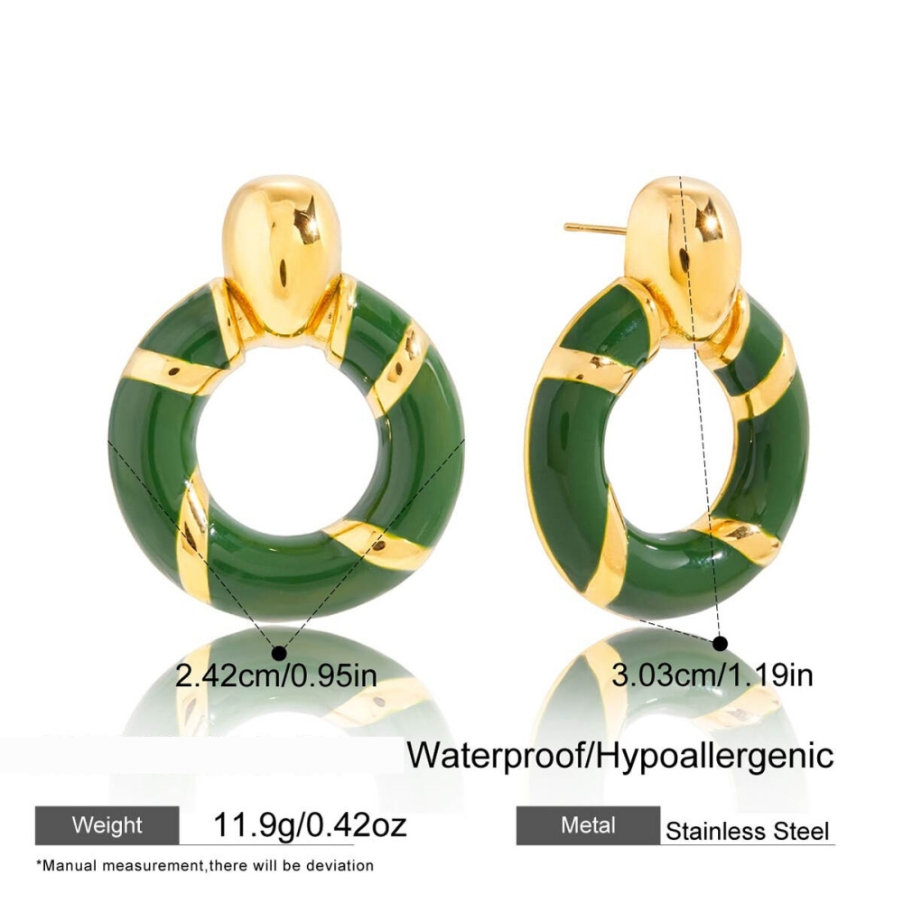 1 Paire De Boucles D'Oreilles Puces Vintage Rondes En Acier Inoxydable Étanche Couleur Or Pour Femme