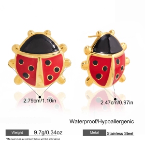 Ensembles De Bijoux Pour Femmes Vivid Ladybird En Acier Inoxydable Étanche Couleur Or h5 Image2