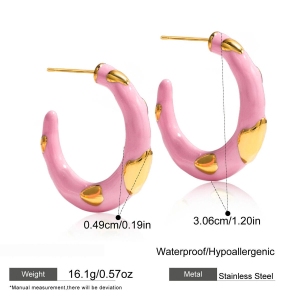 1 Paire De Boucles D'Oreilles Créoles Roses En Acier Inoxydable Étanche Couleur Or Pour Femme h5 Image2