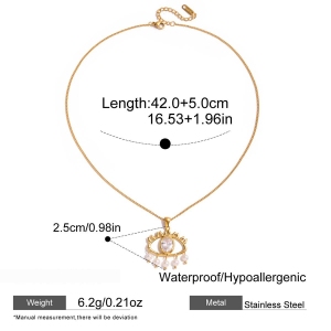 Collier Pendentif Pour Femme, Orné D'Un Œil De Diable, En Acier Inoxydable Étanche Couleur Or (1 Pièce) h5 Image2