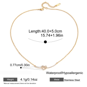 Collier Pendentif Femme Sophistiqué En Forme De Cœur, En Acier Inoxydable Étanche, Couleur Or (1 Pièce) h5 Image2