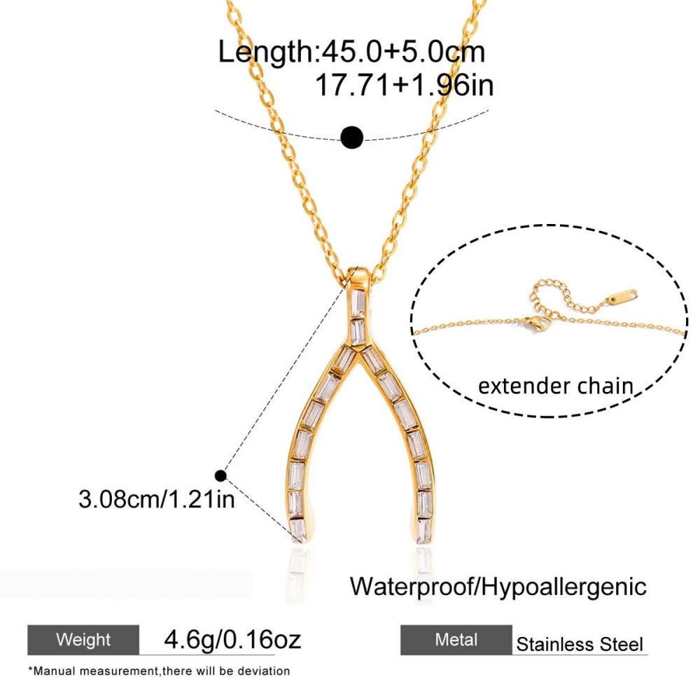 Collier Pendentif Femme En Acier Inoxydable Doré, Forme Irrégulière Classique, Étanche, Avec Zircon. Image2